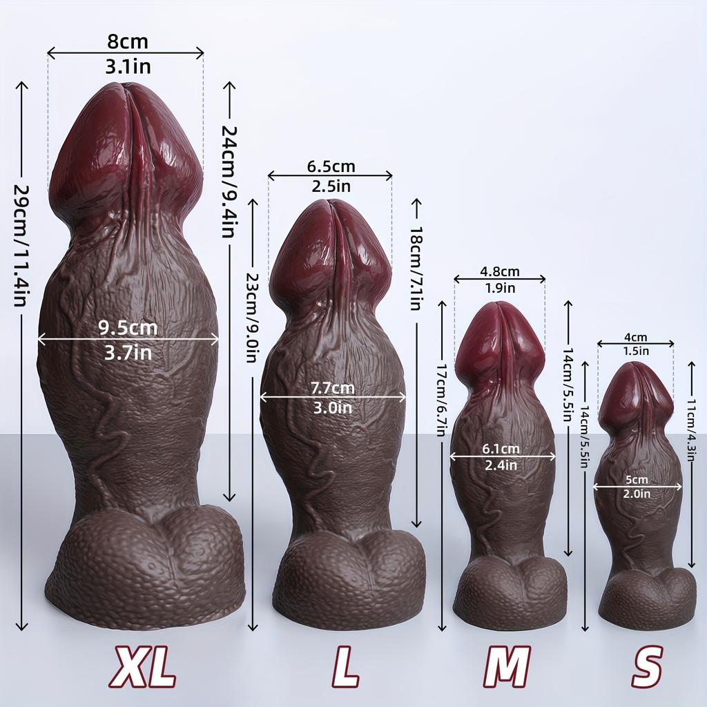 Soft Silicone Dark Thick Realistic Dildo with Big Head & Balls – Strong Suction Cup, Flexible Anal/Vaginal Massager, Lifelike Penis for Women & Men