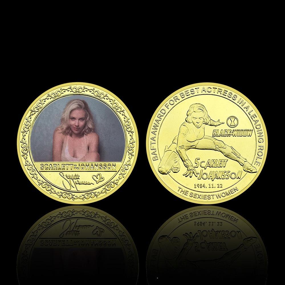 Scarlett, Famous Female Singer, Actress, Gold-plated Commemorative Coin, Star Commemorative Medal, Medal Collection Gift