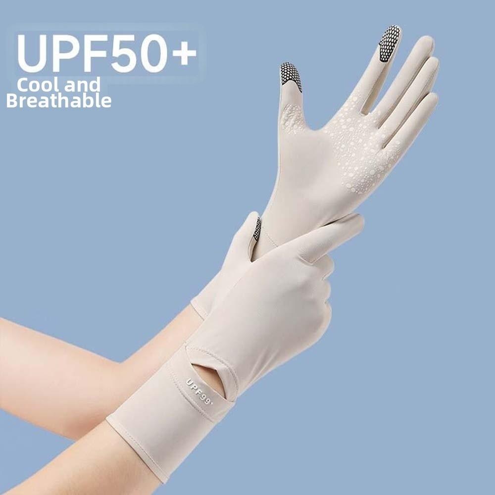Solid Color Women Sunscreen Gloves Thin Summer Driving Mittens Ice Silk Riding Gloves  Outdoor