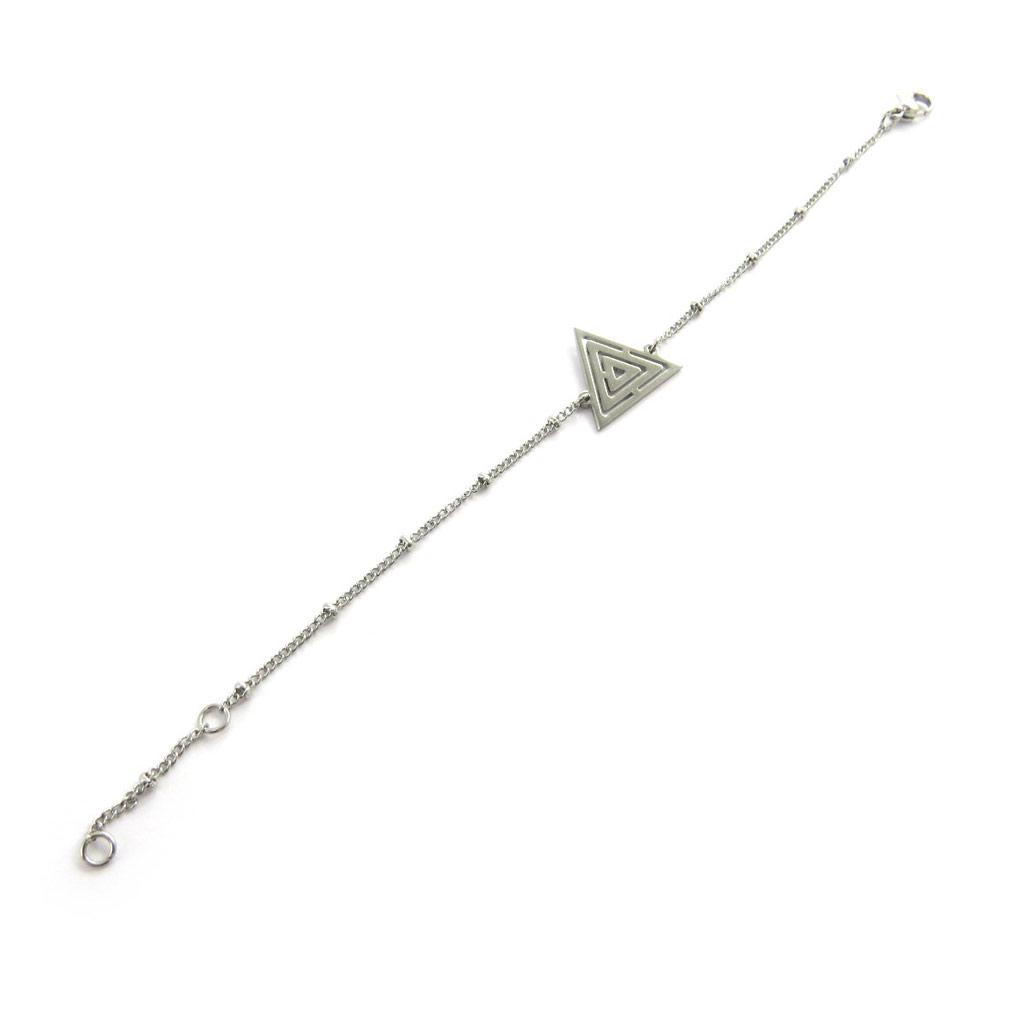 Les Trésors De Lily [M8796] - Silver 'Triangle' Steel Bracelet