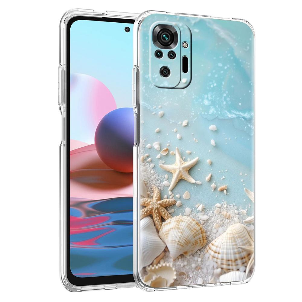 

Transparent Phone Case for Redmi 14C 13C 10C 10 9 Note 13 12 11 K50 K40 Plus Pro 4G 5G Soft TPU Cover Seashell Starfish Pattern for Redmi 9