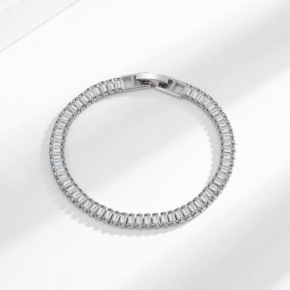 Pure 925 Copper Zircon 18CM Tennis Bracelet Zirconia Anniversary Gift Real Sterling Copper Bangle Bracelets 16CM