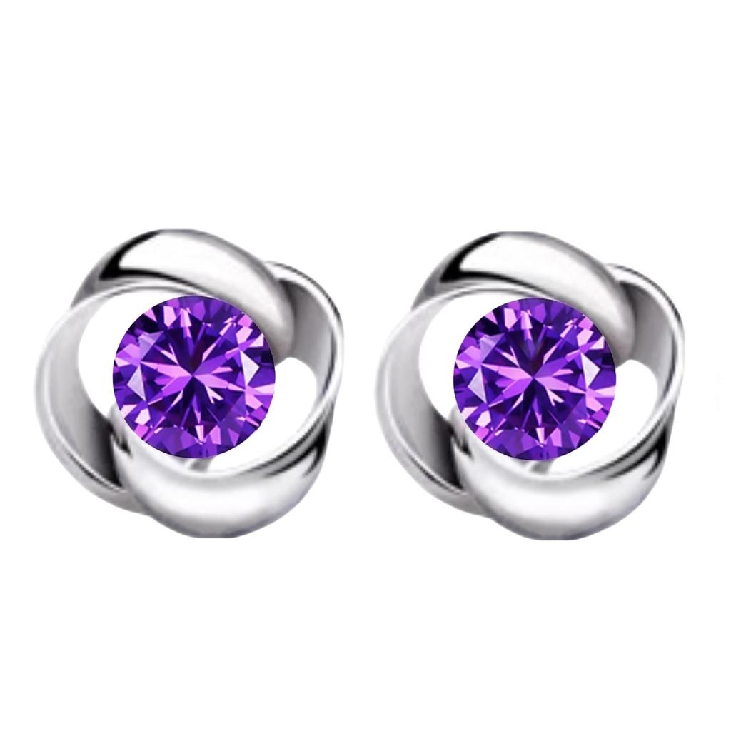 Silver Plated Eternal Love Zircon Stud Earrings - Rotating Retro Design, Hot Selling for Women
