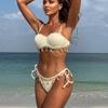 European and American New Solid Color Shell Petal Hard Bag Sexy Split Swimsuit Bikini