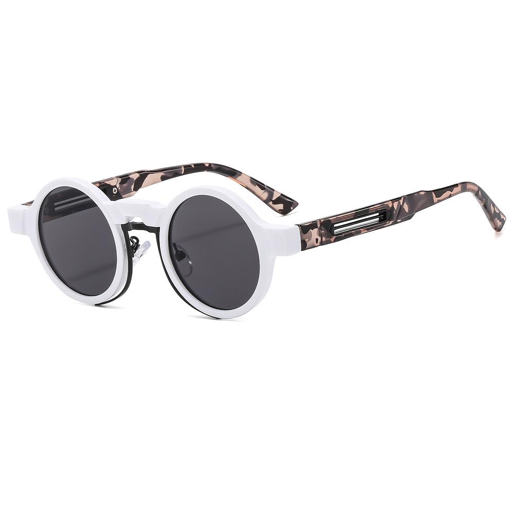 Ins Popular Small Round Punk Sun Glasses Women Retro Clear Ocean Gradient Lens Shades UV400 Men Double Color Sun Glasses as picture