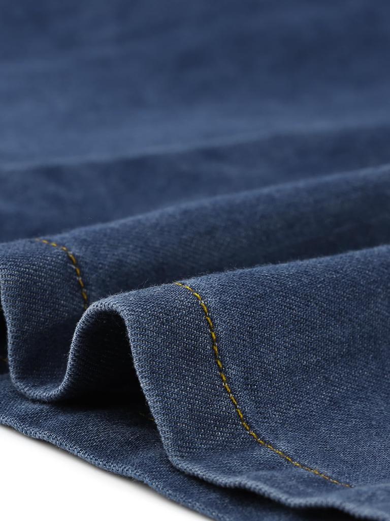 Allegra K Women's Classic Denim Jeans Shirt Dress, Button-Down, Long Sleeves, Belted, Dark Blue, Size XL