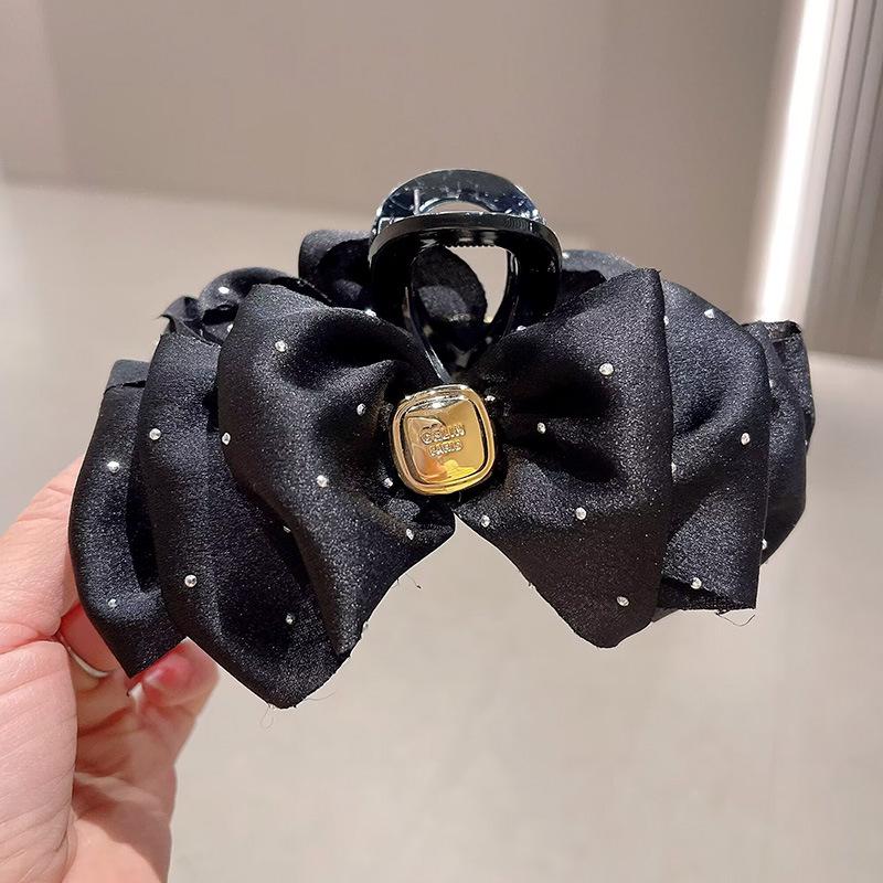 Elegant Retro Satin Bow Hair Clip for Women - Perfect for Low Ponytails and Head Ornaments
