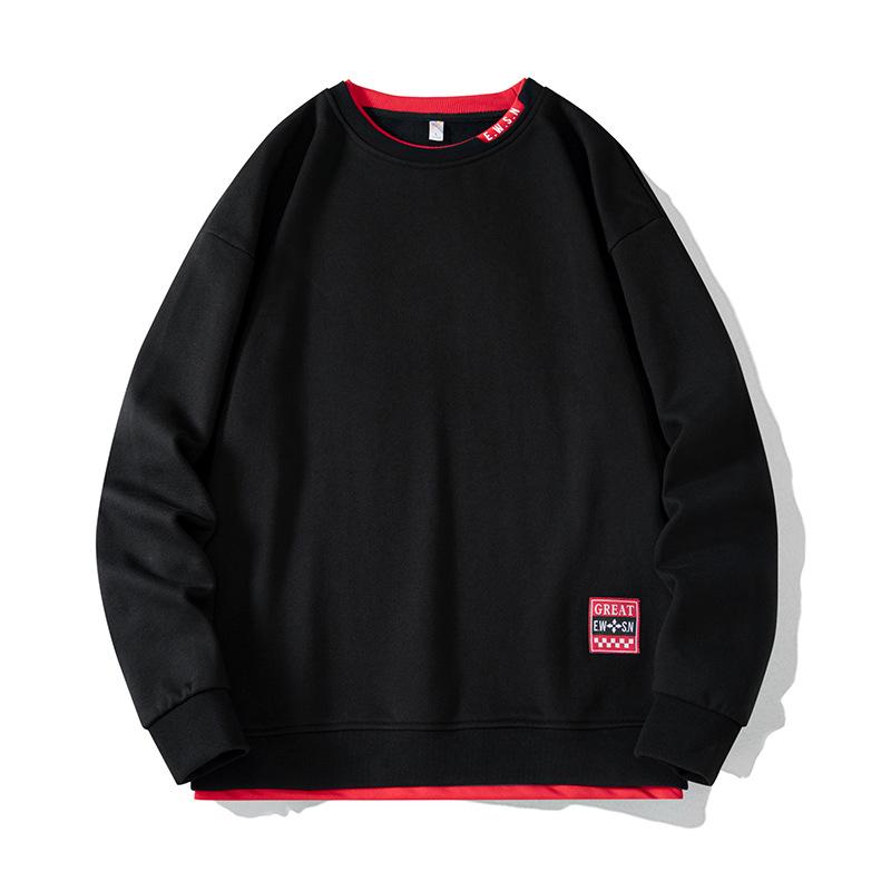 Maglione di grandi dimensioni da uomo primavera e autunno nuovo sciolto a maniche lunghe t-shirt sciolto tendenza più grasso fondo camicia da uomo