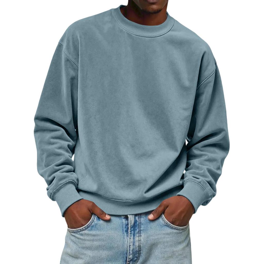 Men's Deer Skin Velvet Hoodie - Autumn/Winter Casual Round Neck Pullover