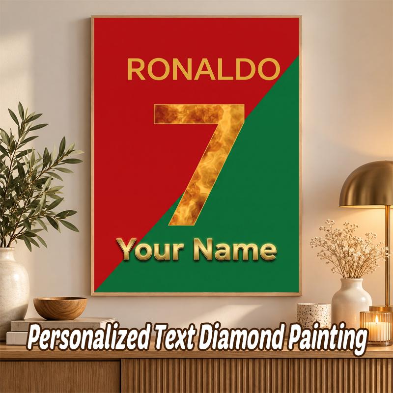 Cristiano Ronaldo Custom Name Text 5D Diamond Painting Kit DIY Full Drill Diamond Art Decoration