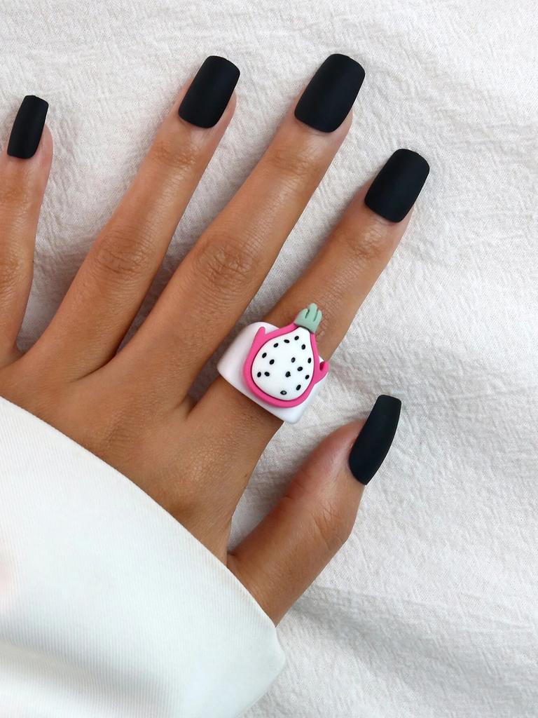 Cartoon Fruit Ring Women Fashion Korean Cute Animal Resin Acrylic Ring Set Christmas Birthday Party Gift Jewelry for Female Girl