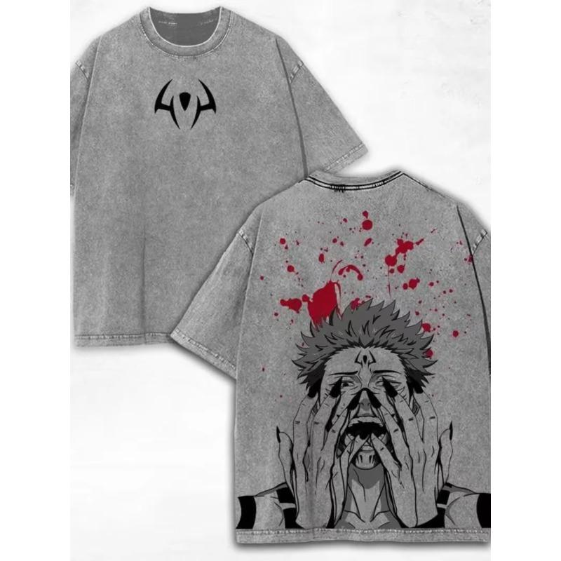 

Jujutsu Kaisen Ryomen Sukuna Graphic Tshirt Men Women Clothing Short Sleeve Cotton T-shirts Washed Tee Harajuku Casual T Shirt S