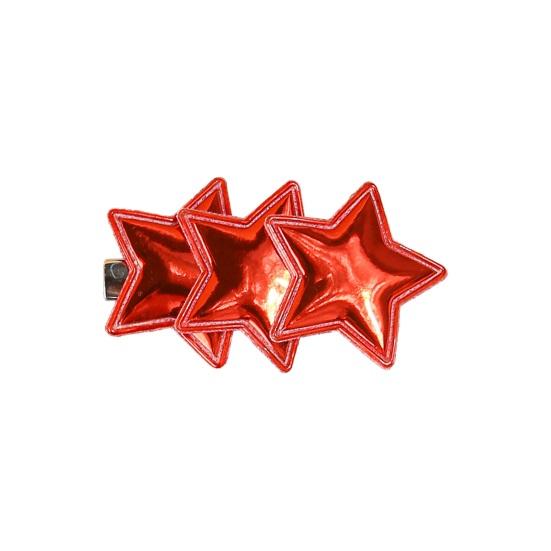 

Girl Hairpin Red Blue White Star Shape Faux Leather Hair Clip Non-Slip червоний
