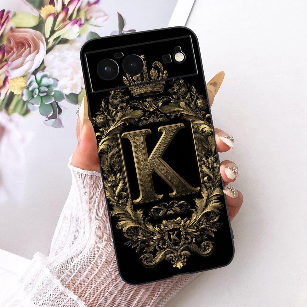 For Google Pixel 6 Case Silicone Luxury Crown A-Z Letters 2D Painted Soft Casing For Google Pixel6 G9S9B GB7N6 G9S9B16 GR1YH