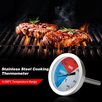 Temperaturmätare 0 300 grader Celsius Mätare Rostfritt stål Matlagningstermometer för Grill BBQ Rökugn