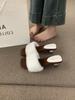 French evening breeze with fluffy slippers for women's outerwear 2025 new kitten and mink hair high-heeled sandals