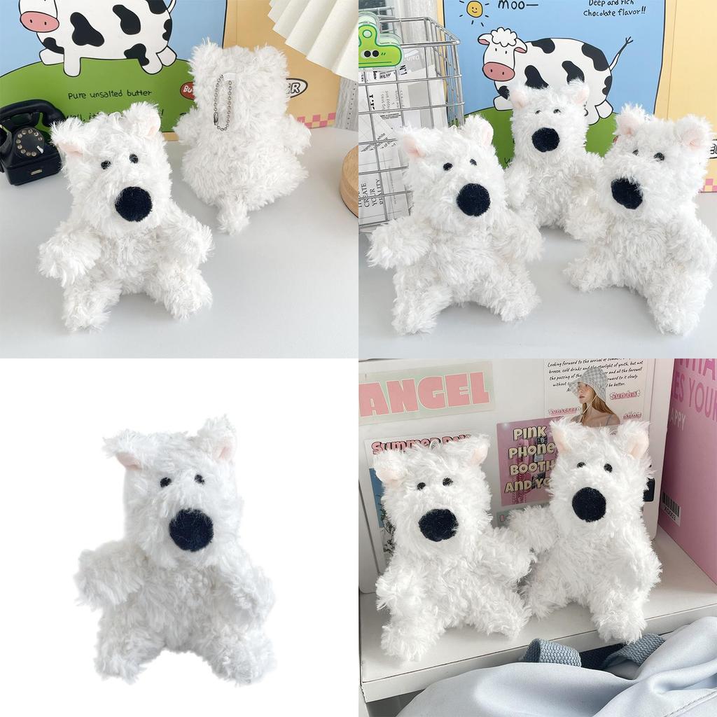 Adorable White Plush Westie Dog Keychain Soft And Cuddly Stuffed Animal Gift