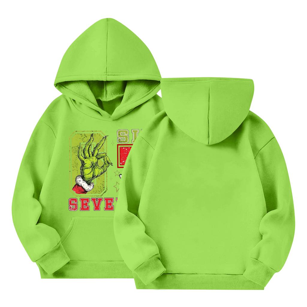 Dziecięca bluza z kapturem typu pulower z długim rękawem, luźna, ze sznurkiem i w jednolitym kolorze