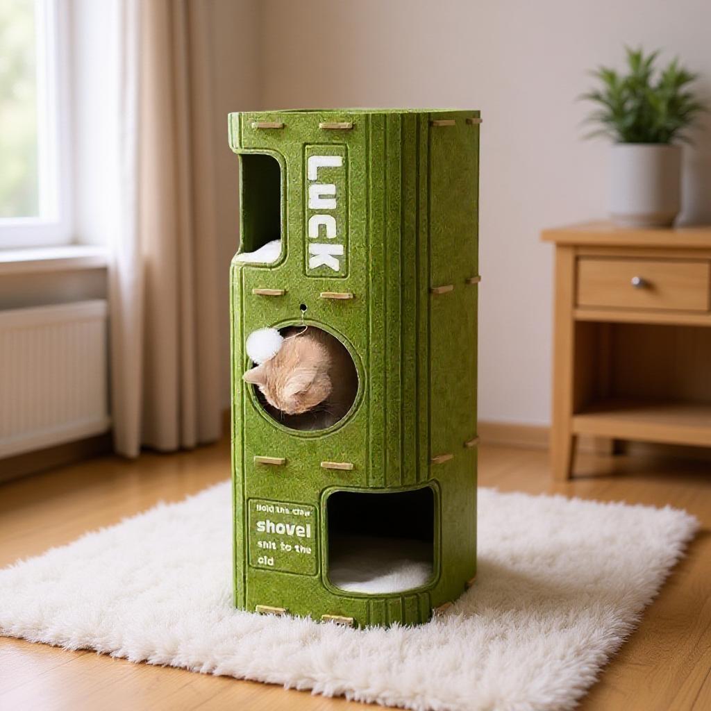 Felt Cat Tree House With Multi Layer Design And Scratching Board For Indoor Pet Use