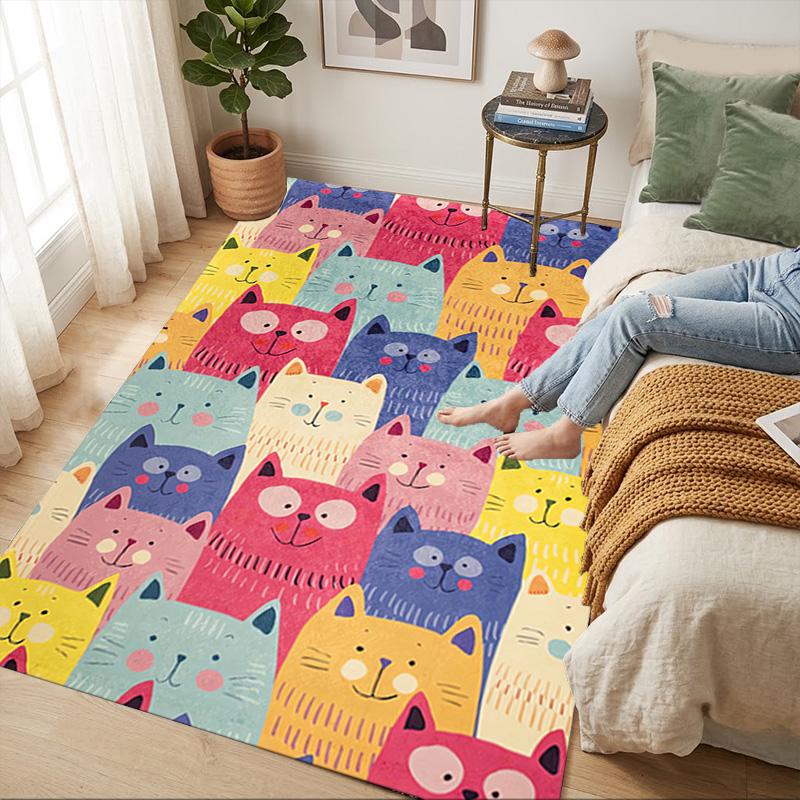 Colorful Cats Living Room Nonslip Area Rug Soft Carpet For Bedroom Game Playroom Sofa Office Home Decor Doormat Christmas Gift C9261231