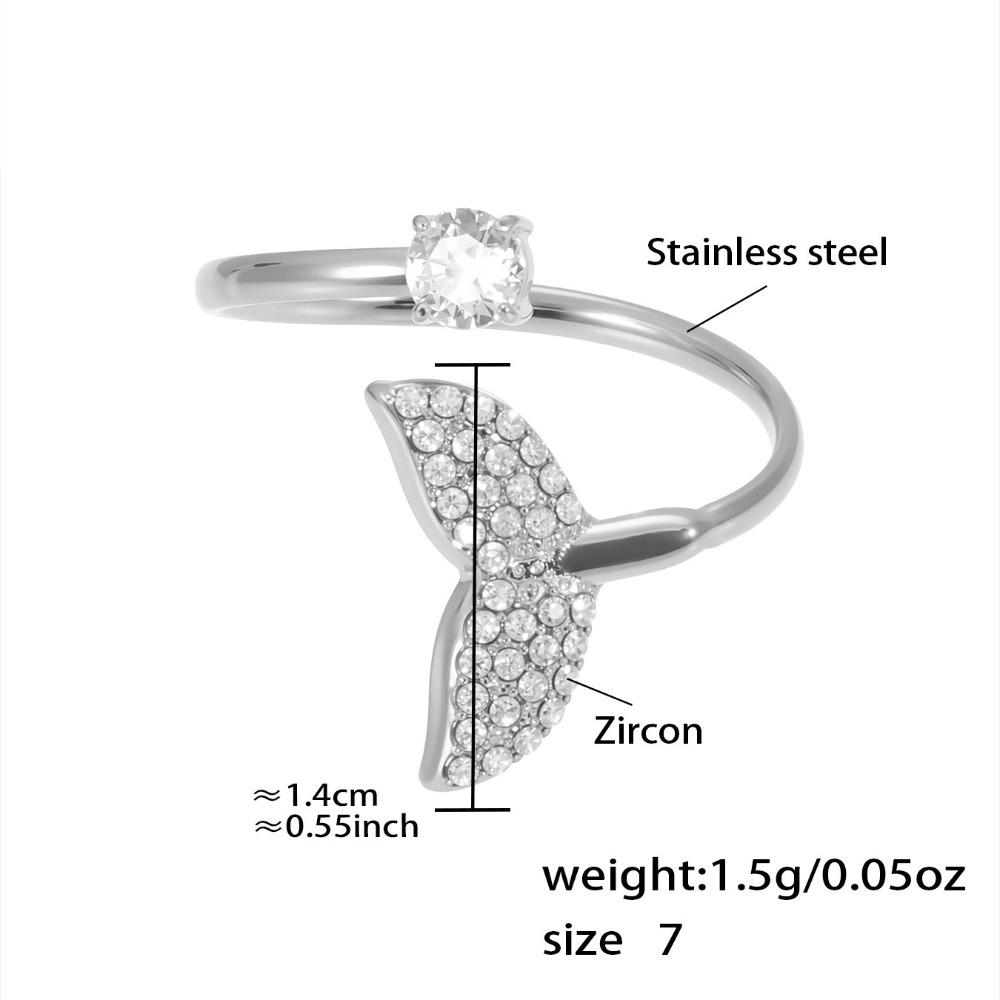 Exquisite Fish Tail Starfish Shell Finger Ring Jewelry Ocean Style Ring Cubic Zirconia Ring  Summer