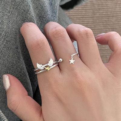 Süßer Engelsflügel Stern Ring: Stilvoller zu öffnender Indexfingerring für Damen