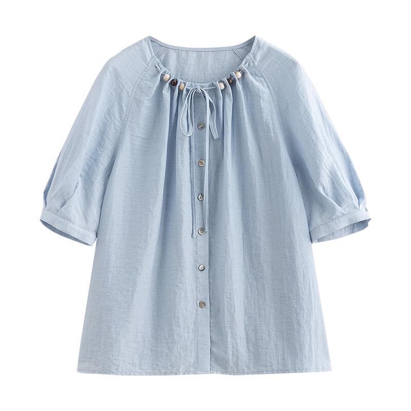 Chuyu Women's Ethnic Beaded Linen Blend Blouse