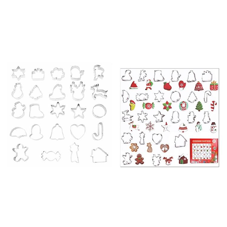 24PCS Biscuit Molds Christmas Cookie Cutting Molds 430Stainless Steel Biscuit Molds Baking Supplies Suitable for Baking