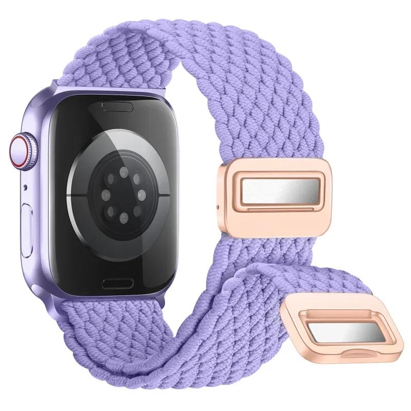 Nylon Band For Apple Watch Strap 44mm 40mm 45mm 46mm 49mm 41mm 38 Magnetic Braided Bracelet iWatch Series Se 7 6 8 9 10 Ultra 2