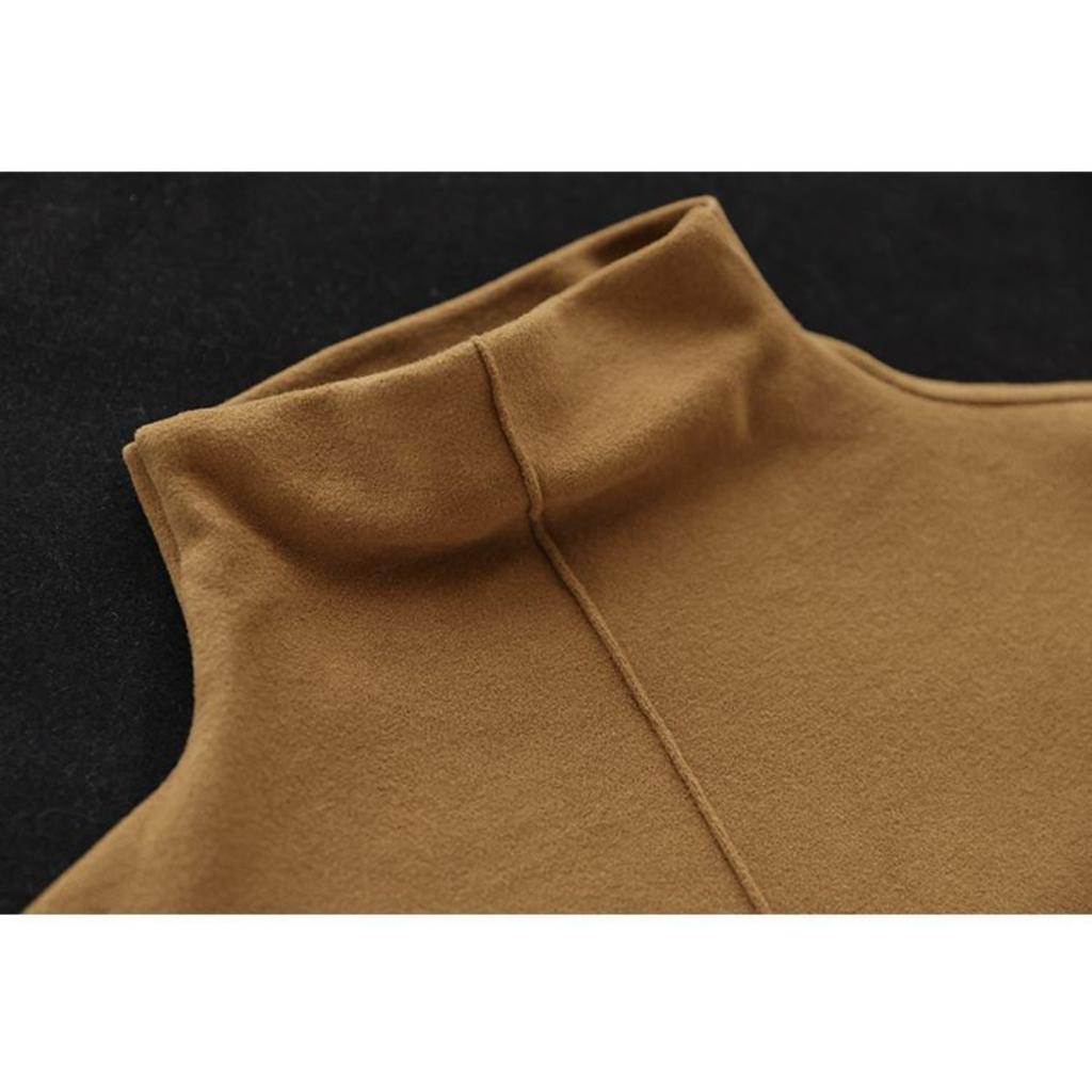 Maglia Base a Collo Medio Alto Semplice con Cuciture in Velluto Tedesco a Doppio Lato da Donna, Autunno e Inverno Nuova Moda Top da Donna in Stile Occidentale
