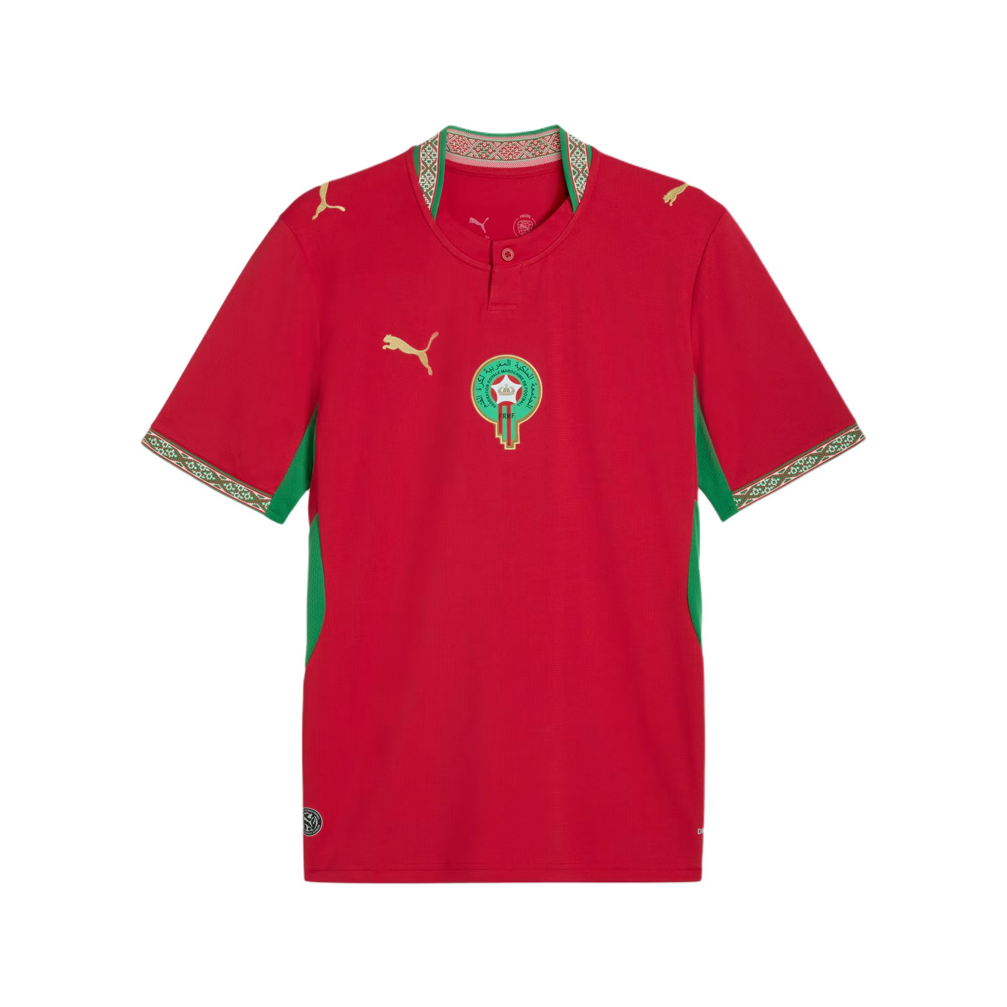 

Puma Morocco Home Replica Moisture-Wicking Casual Pullover Short Sleeve Soccer Jersey Men tops 783317-01 L
