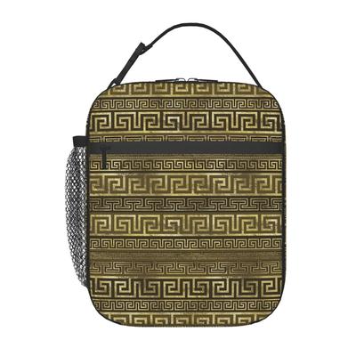 Greek Keys Meander Gold On Black Insulated Lunch Bag for Women Children Portable Food Boxes Thermal Lunch Box Tote