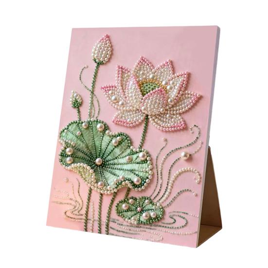 Faux Pearl Art DIY Kit 3D Butterfly Landscape Mosaic Stress Relief Craft for Adults Teens Pre-Printed Canvas with Glitter Resin