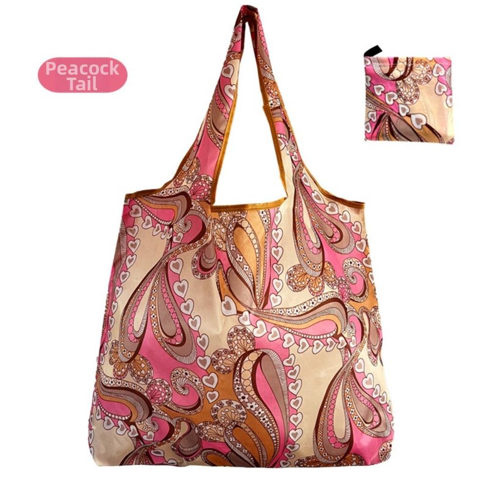 Washable Cloth Reusable Shopping Bag Printed Design Foldable Grocery Bag for Women