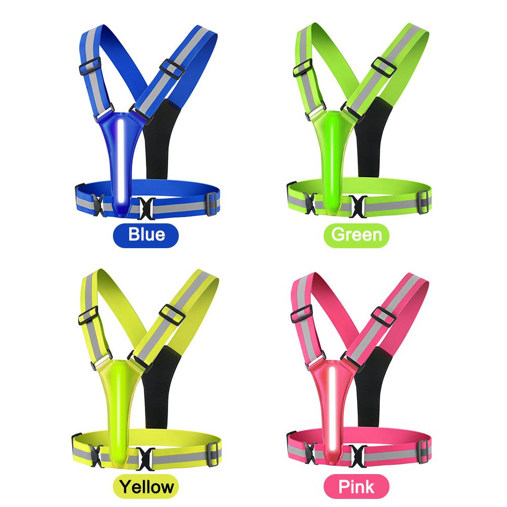 LED Laufweste USB Wiederaufladbar Reflektierende Nachtarbeits-Sicherheitsweste Verstellbare Nachtlaufweste Hohe Sichtbarkeit Elastisches Band