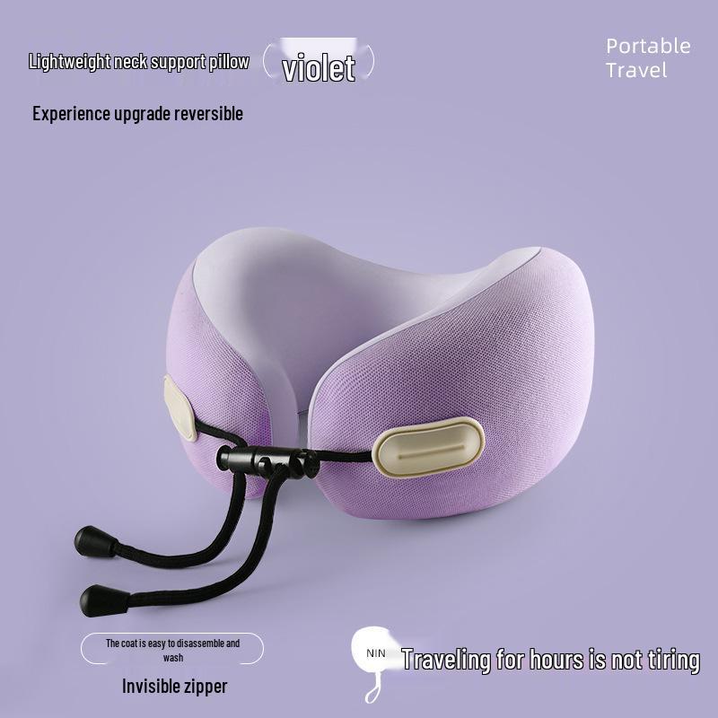 U-Shaped Memory Foam Travel Pillow with Storage Box – Anti-Head Tilt Neck Support for Side Sleepers