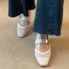 Women's braided microfiber patchwork slip-on pumps hollow-out breathable summer sandals shoes