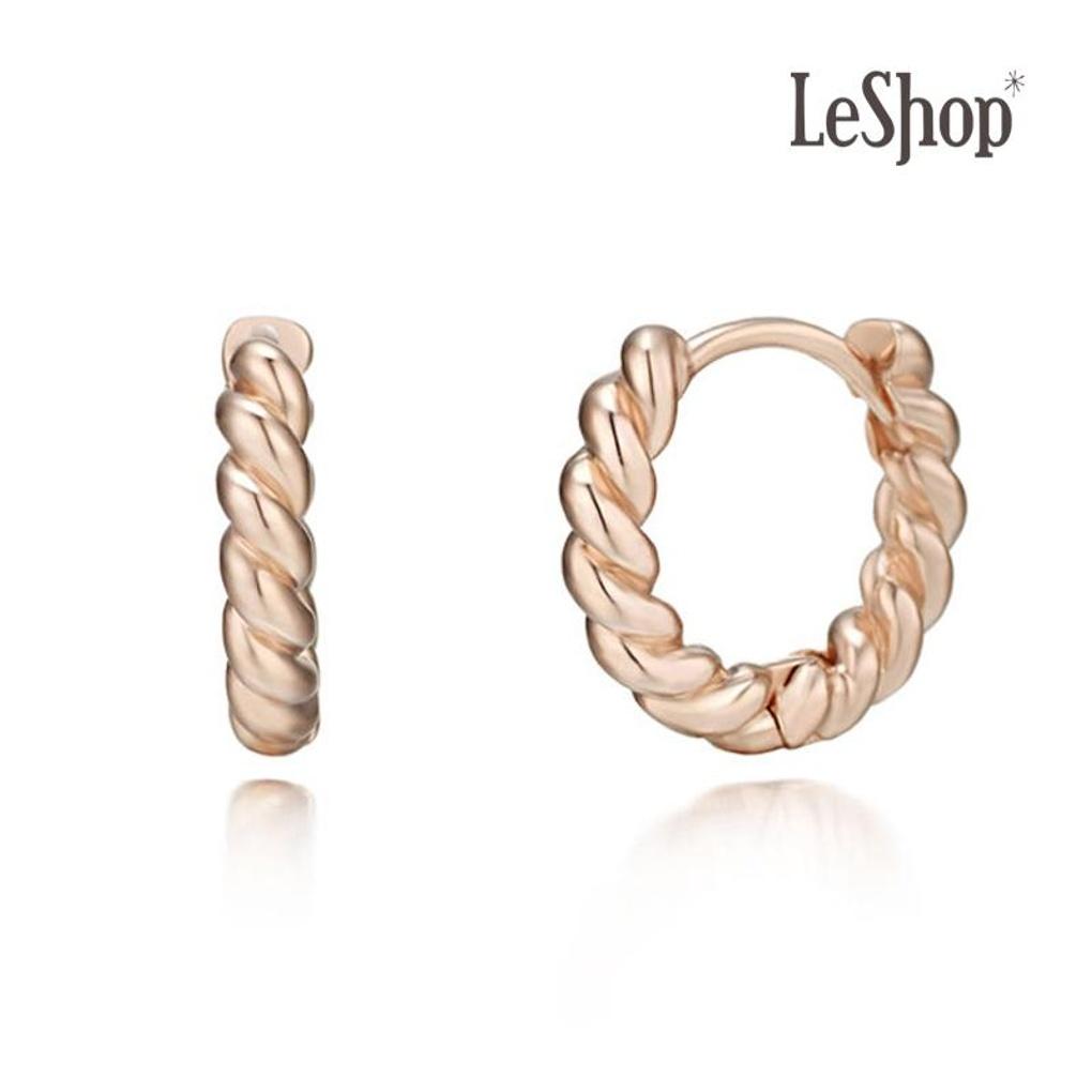 

[LsSHOP] 14K Rope One-Touch Earrings (Gold Plated)_LJ5185BRE rose gold