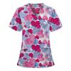 Uniforms Women Medical Elegant Heart Print Obstetrics Medico Top Fashion V-Neck Short Sleeve with Pocket Clinical Uniforms Woman