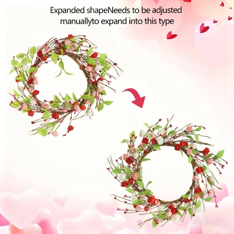 Artificial Heart Berries Wreath For Valentines's Day Decoration Decorative Garland Wedding Window Table Centerpieces