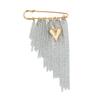 Sturdy Alloy Heart Shape Brooch Multiple Tassels Exaggerated Styles Color Block Fashion Accessory