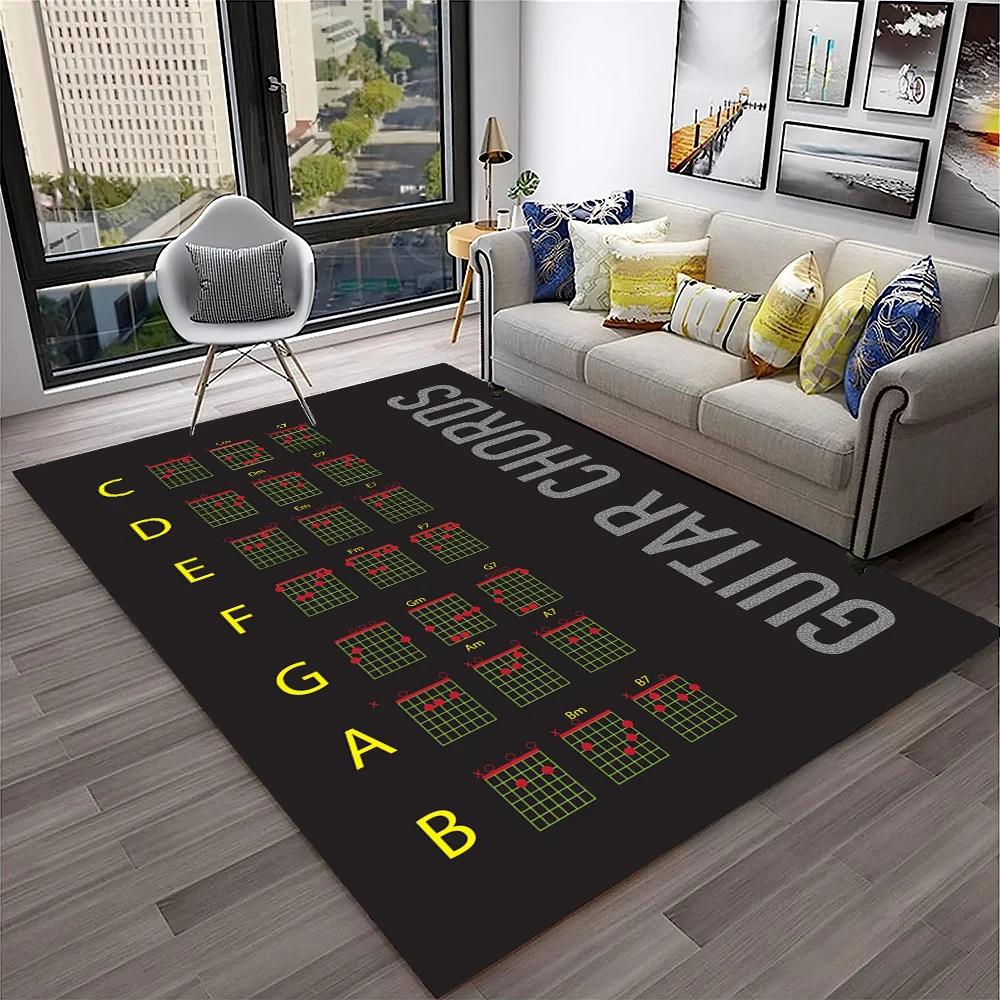 Music Guitar Chord Theory Chart Piano Carpet Rug Non-slip Mat for Home Living Room Bedroom Sofa Decor Kids Area Rug