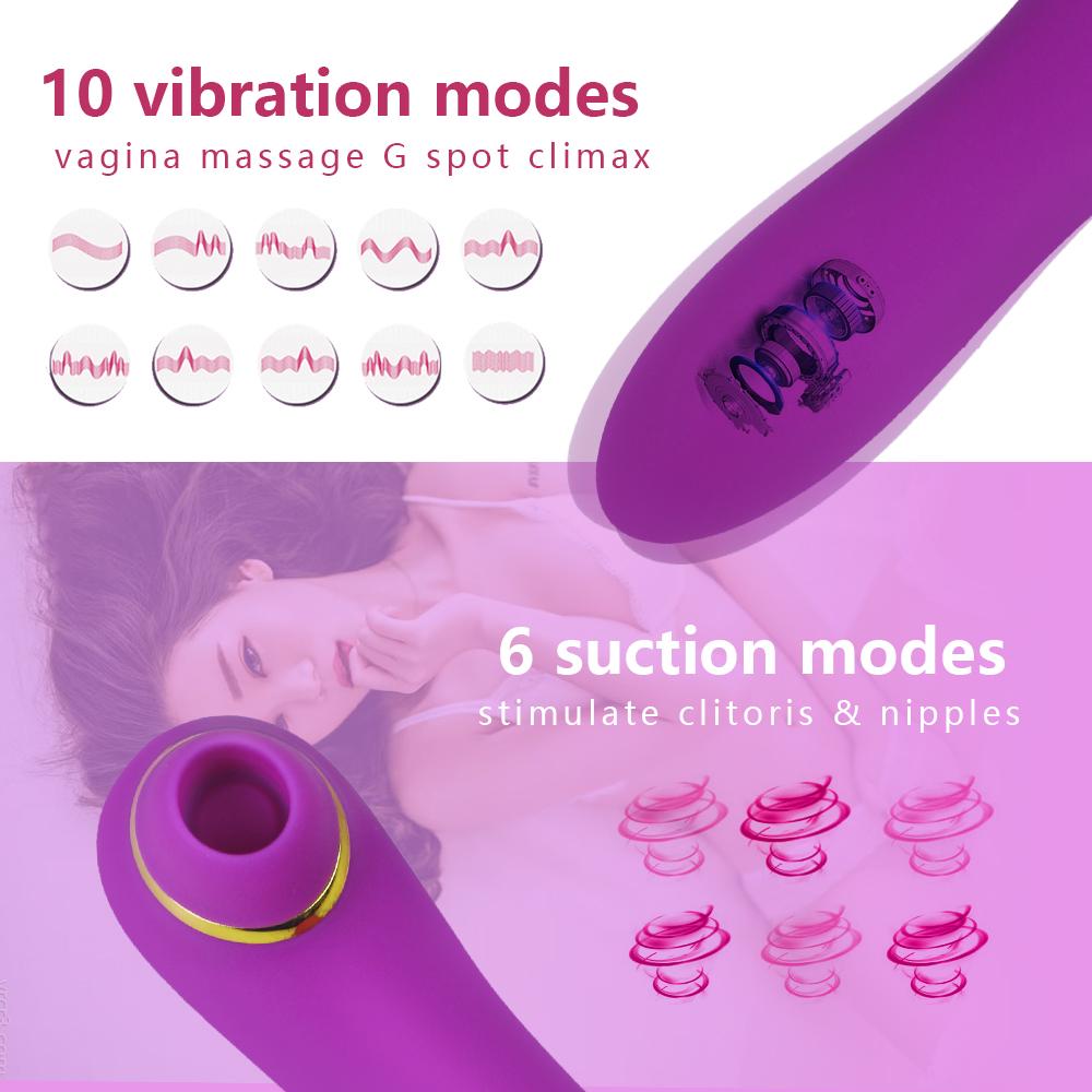 2 In 1 Sucking Vibrators Clit Sucker Vagina Clitoris Stimulator Oral G Spot Toy Masturbator Nipple Sex Toys For Women Adult 18+