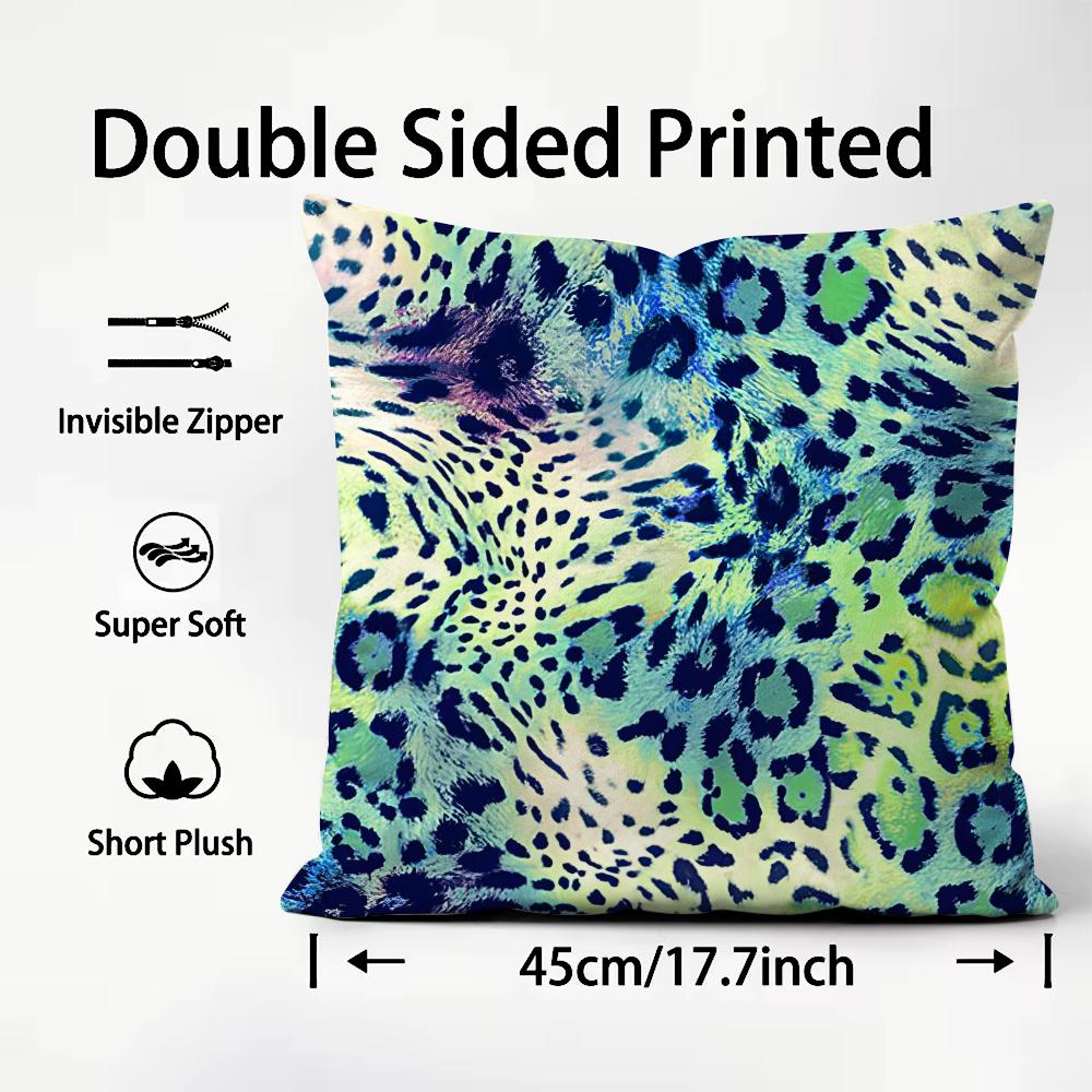 Leopard Print Fashion Cushion Cover Plush Fabric Soft DoubleSided Printed Sofa Warm Winter Home Child Gift Pillow Case