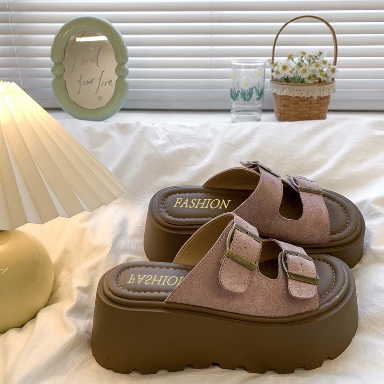 New Summer Women's Scoop Cake Bottom Sandals 7cm Sole Height Fashionable Sandals Women's Shoes for Leisure and Vacation Beach