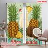 2pcs 2D Flat Printing Party Curtains Pina Colada Cocktail Tropical 100% Polyester Fabric Without Electricity Festive Wall Decor