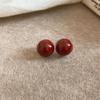 2024 Exquisite High-End Retro Silver Needle Red Heart Flower Earrings for Women