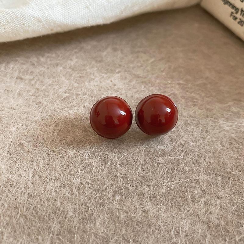 2024 Exquisite High-End Retro Silver Needle Red Heart Flower Earrings for Women