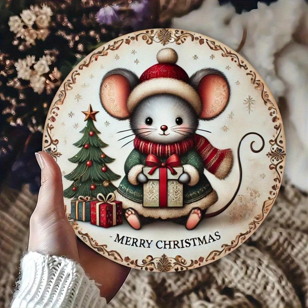 Christmas Iron Sign 8x8 Inch Round Metal Wall Art Holiday Home Decor Gift 20x20