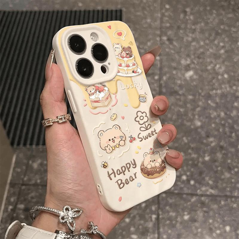 Cake Bear for IPhone 16 Phone Case for IPhone13/14/15pro Omax Anti-fall 12 All-inclusive 11 Soft